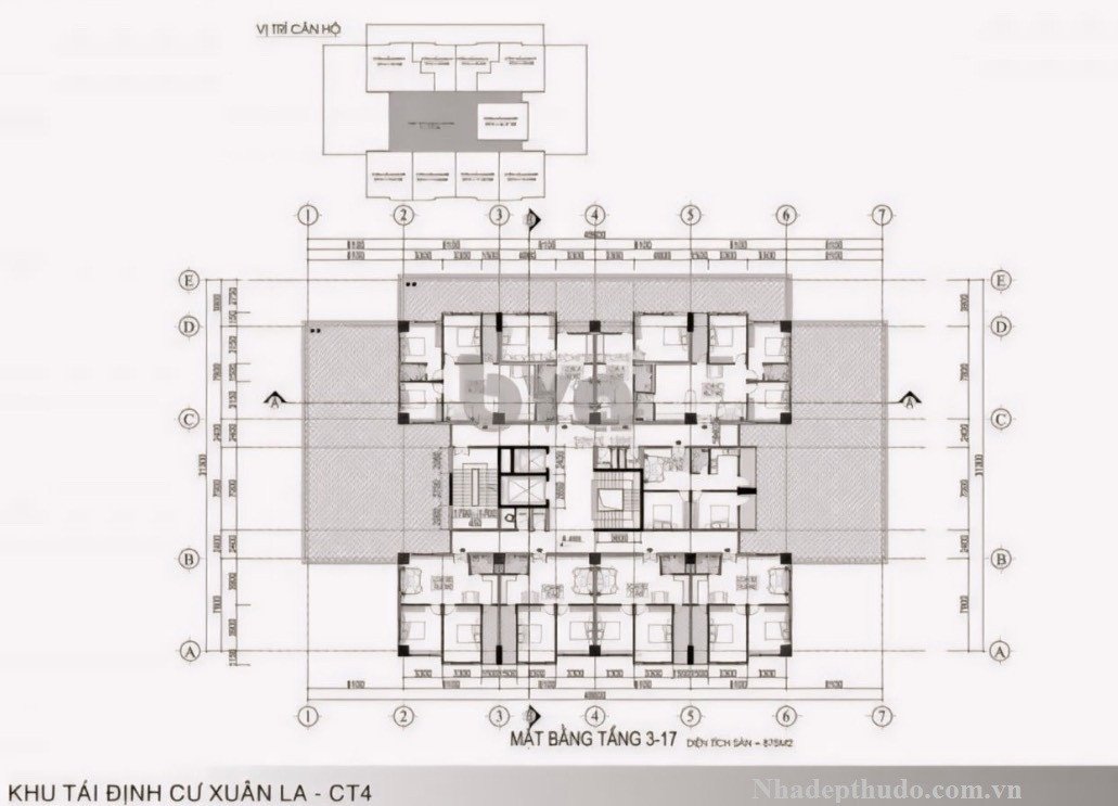Mặt bằng điển hình CT1 và CT4 Xuân La