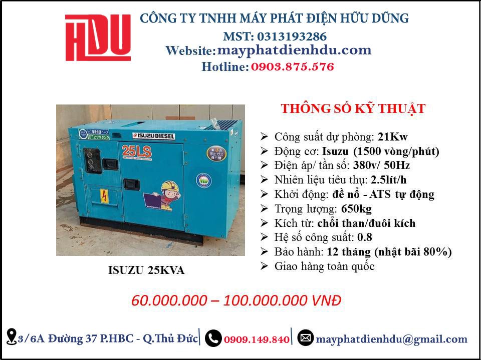 Máy phát điện Isuzu bền bỉ, tiết kiệm nhiên liệu