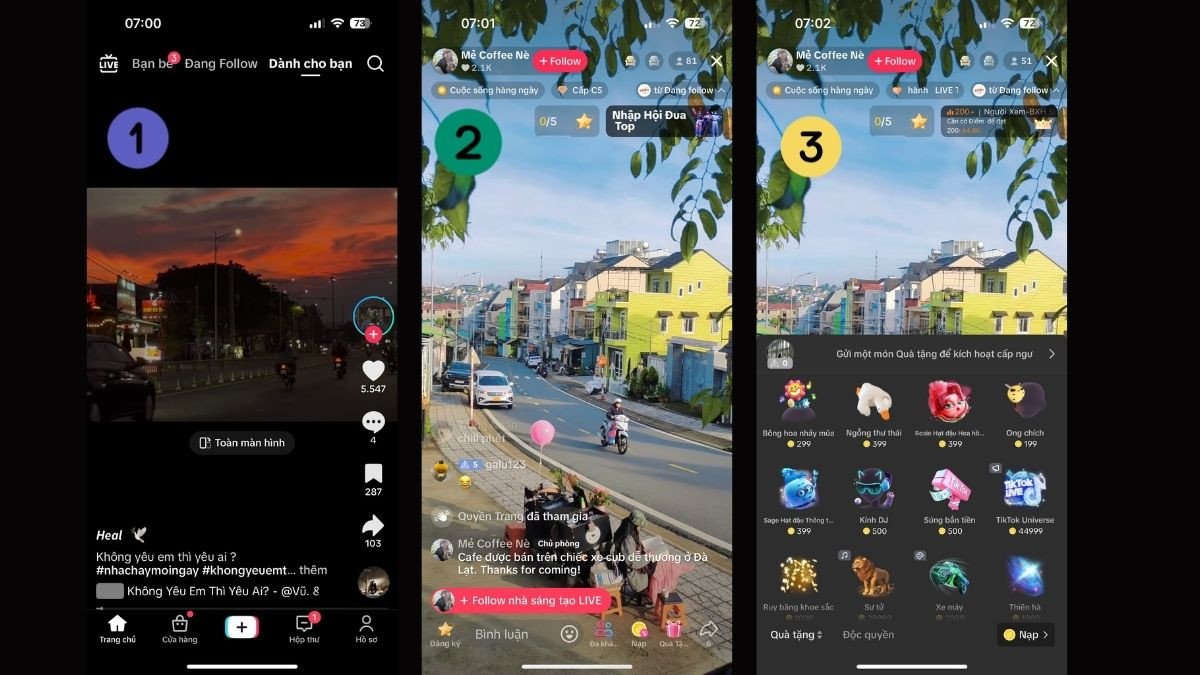 Người dùng có thể dễ dàng tặng quà Universe TikTok trong livestream