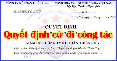 quyết định cử đi công tác