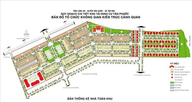 Sơ đồ mặt bằng và tiện ích nội khu của Khu Tái Định Cư Tân Kim