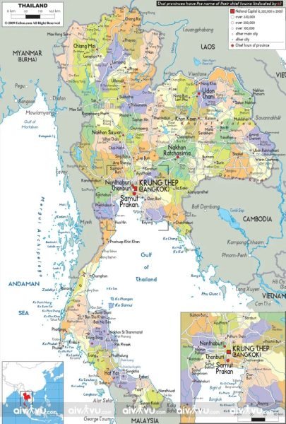 Bản đồ địa lý Thái Lan cho thấy vị trí địa lý đắc địa để phát triển du lịch