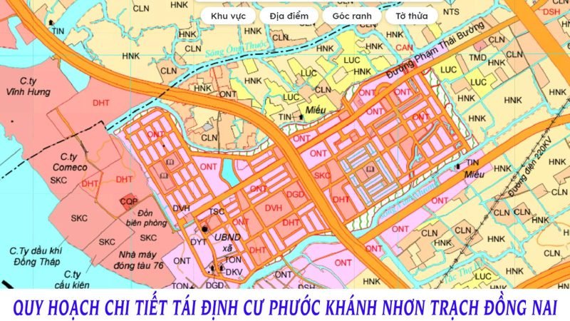 Bản đồ quy hoạch chi tiết tái định cư Phước Khánh Nhơn Trạch