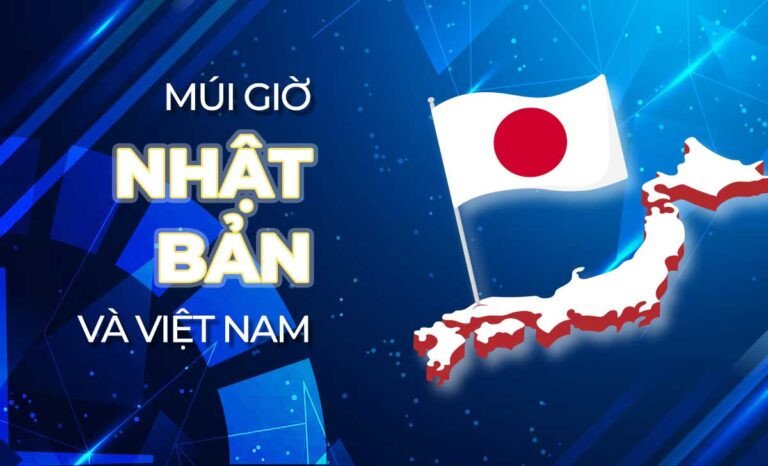 Bản đồ thế giới hiển thị chênh lệch múi giờ giữa Nhật Bản và Việt Nam