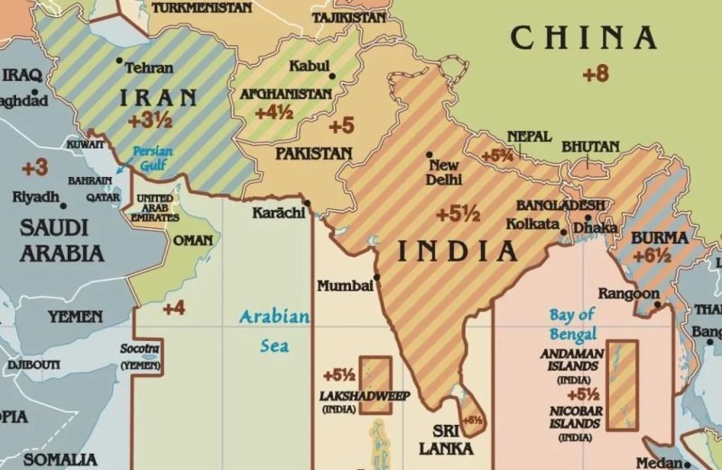 Bản đồ và các mốc thời gian lịch sử múi giờ Bangladesh