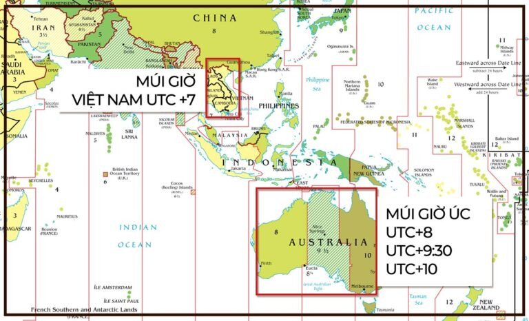 Biểu đồ minh họa sự thay đổi múi giờ khi Úc áp dụng giờ mùa hè
