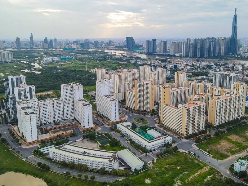 Khu vực quy hoạch tái định cư với cơ sở hạ tầng đang được xây dựng