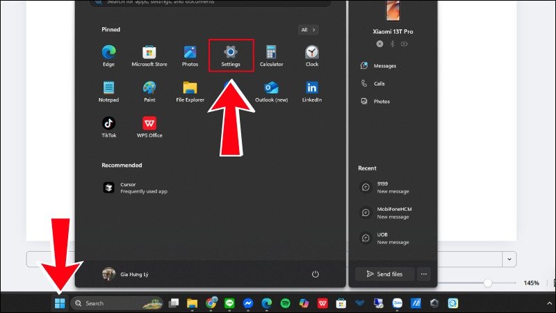 Mở cài đặt hệ thống Windows để tùy chỉnh thời gian và múi giờ