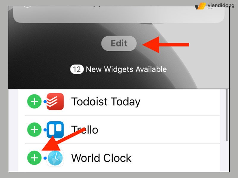 Thêm widget World Clock Time vào màn hình tiện ích của iPhone