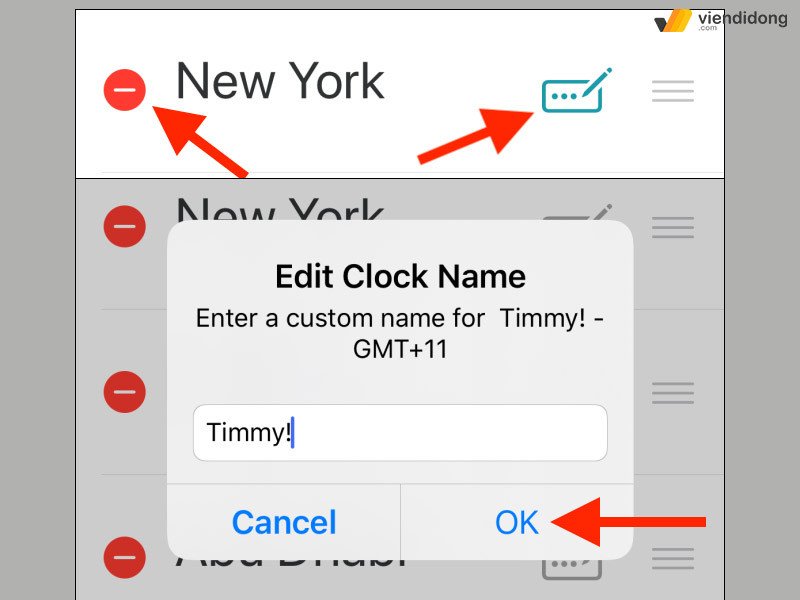 Tùy chỉnh và đổi tên múi giờ trong World Clock Time Widget