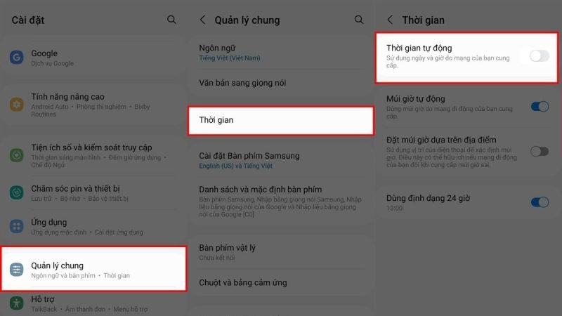 Cài đặt thời gian tự động trên điện thoại Samsung