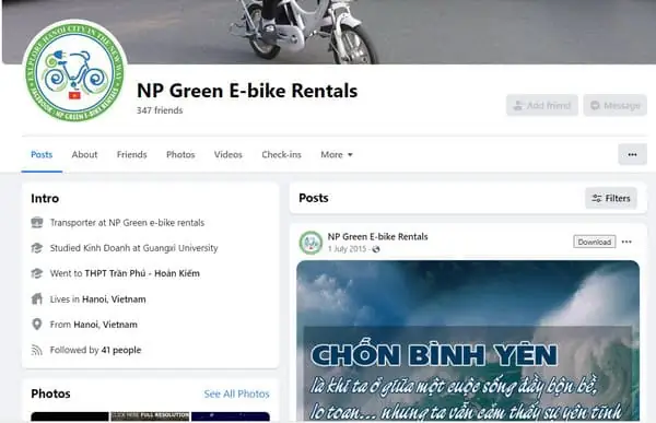 Fanpage Facebook Của Np Green E- Bike Rentals Fanpage Facebook Của Np Green E- Bike Rentals