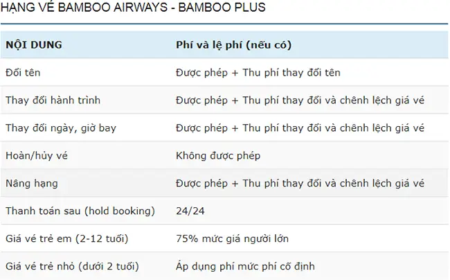 Chính Sách Và Cách Tính Giá Vé Trẻ Em Hãng Bamboo Airways