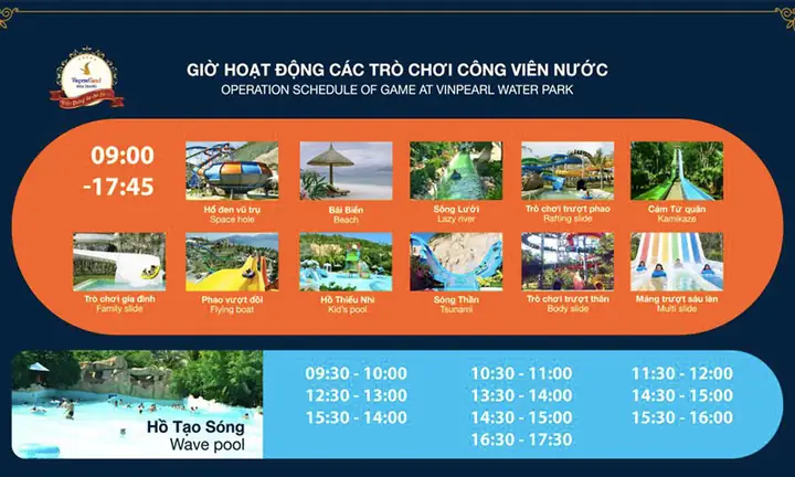 Lịch Hoạt Động Công Viên Nước