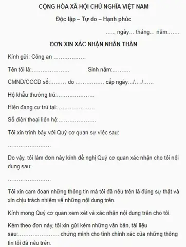Mẫu Giấy Xác Nhận Nhân Thân Mới Nhất Và Cách Ghi