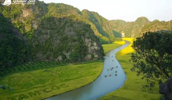 The Towering Limestone Karsts Rise Straight From Wide, Flat Rice Fields In Tam Coc The Towering Limestone Karsts Rise Straight From Wide, Flat Rice Fields In Tam Coc