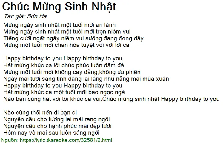 Lời Bài Hát Chúc Mừng Sinh Nhật Tiếng Việt: Tuyển Tập Và Ý Nghĩa