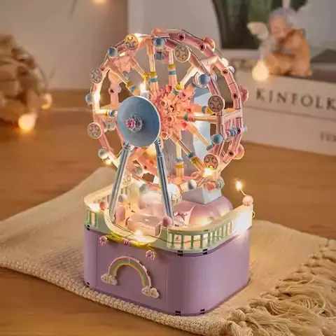 Bộ Lắp Ráp Hộp Âm Nhạc Vòng Quay Ngựa | Assembled Building Block Carousel Music Box Bộ Lắp Ráp Hộp Âm Nhạc Vòng Quay Ngựa | Assembled Building Block Carousel Music Box