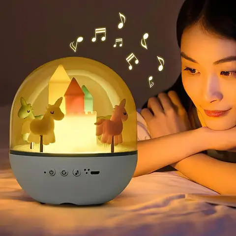 Đèn Ngủ Loa Bluetooth Hình Vòng Xoay Ngựa Gỗ Hoạt Hình Xinh Xắn Đèn Ngủ Loa Bluetooth Hình Vòng Xoay Ngựa Gỗ Hoạt Hình Xinh Xắn