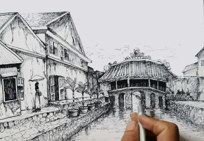 Tranh Bút Chì Phố Cổ Hội An Tranh Bút Chì Phố Cổ Hội An