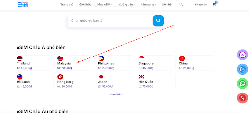 Chọn eSIM Malysia