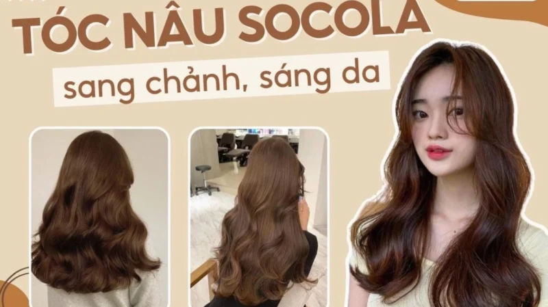 Nâu Socola Phai Ra Màu Gì? Bí Mật Màu Tóc Bền Đẹp 2026 Cô gái với mái tóc nâu socola quyến rũ