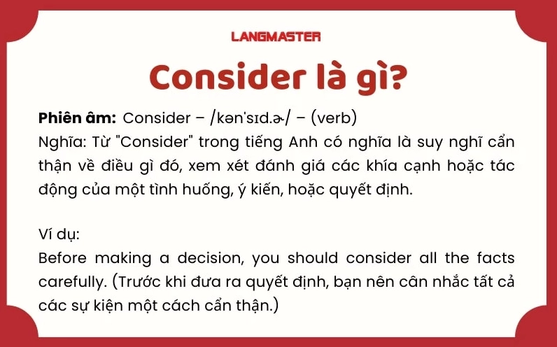 Considered là gì? Cách dùng chi tiết và ví dụ chuẩn 2026 Hình ảnh minh họa các cấu trúc với consider