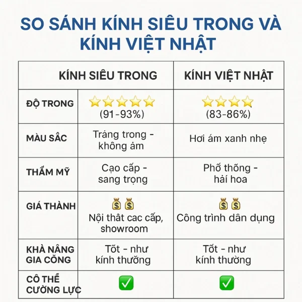 So sánh các loại kính